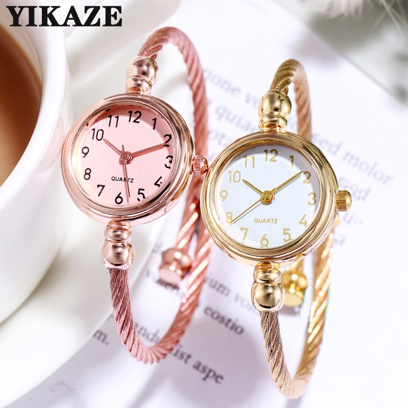 Vintage Fashion Watches - YIKAZE Women Watches Small Gold Bangle
