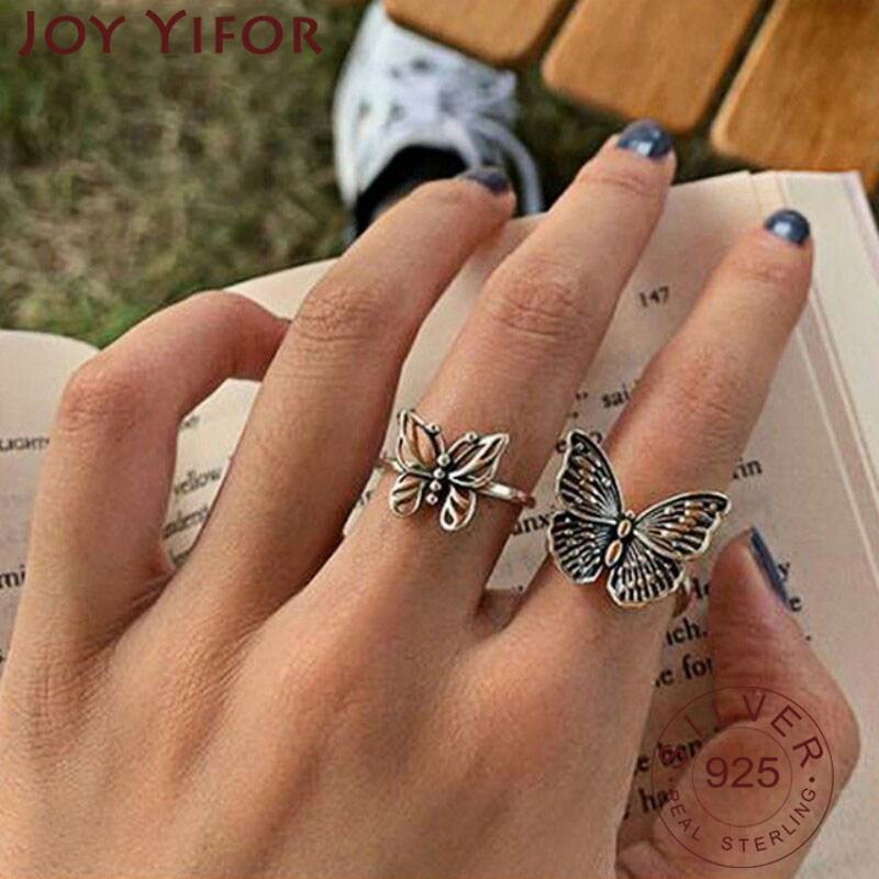 Vintage Fashion Rings For Women - 925 Sterling Silver Butterfly Rings for