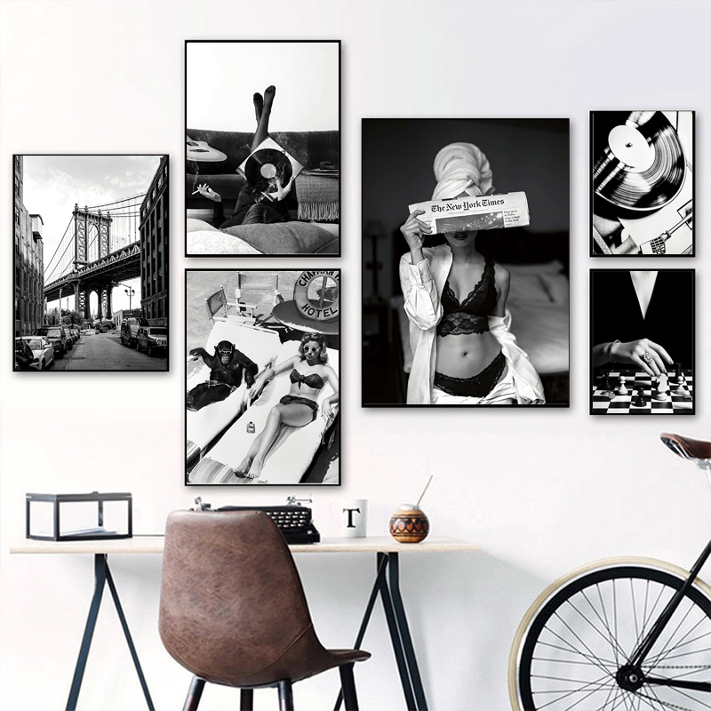 Vintage Fashion Illustration - Black and White Vintage Wall Art