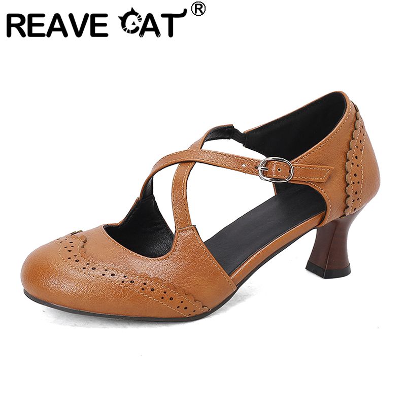 Vintage Style Women Fashion - REAVE CAT Vintage Women Daily Pumps
