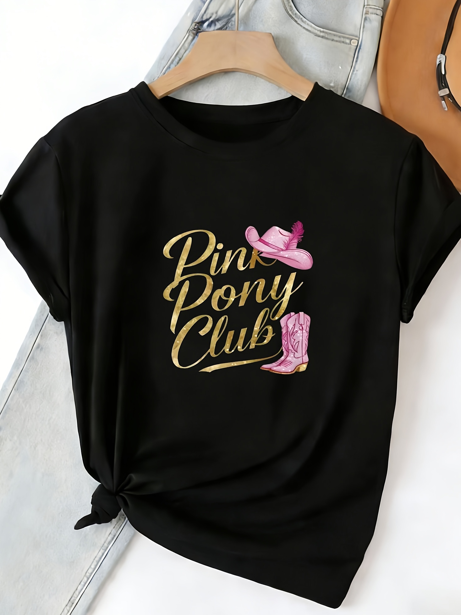 Vintage Fashion Hats - Women Black Crew Neck Short Sleeve