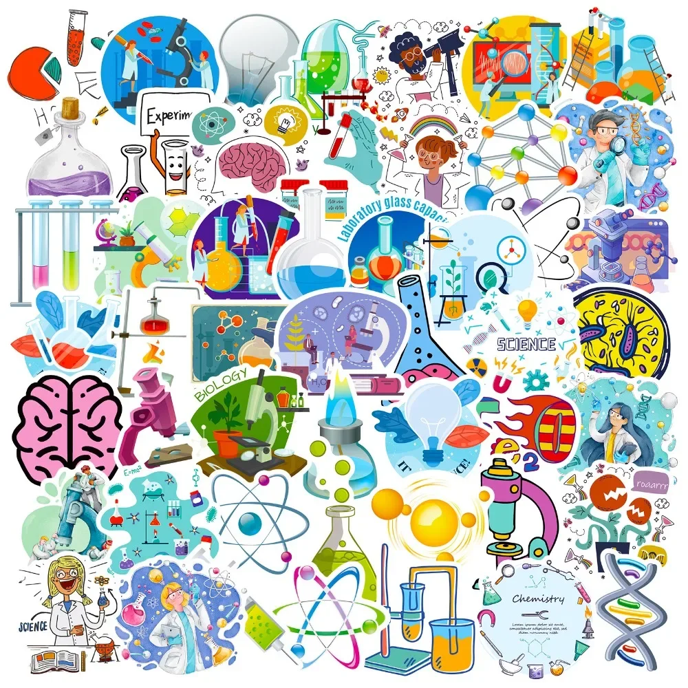 50PCS Cartoon Science Lab Stic - огляд і ціна Vintage Fashion Illustration