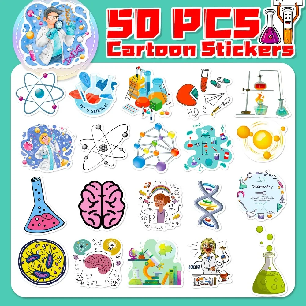 50PCS Cartoon Science Lab Stic - огляд і ціна Vintage Fashion Illustration
