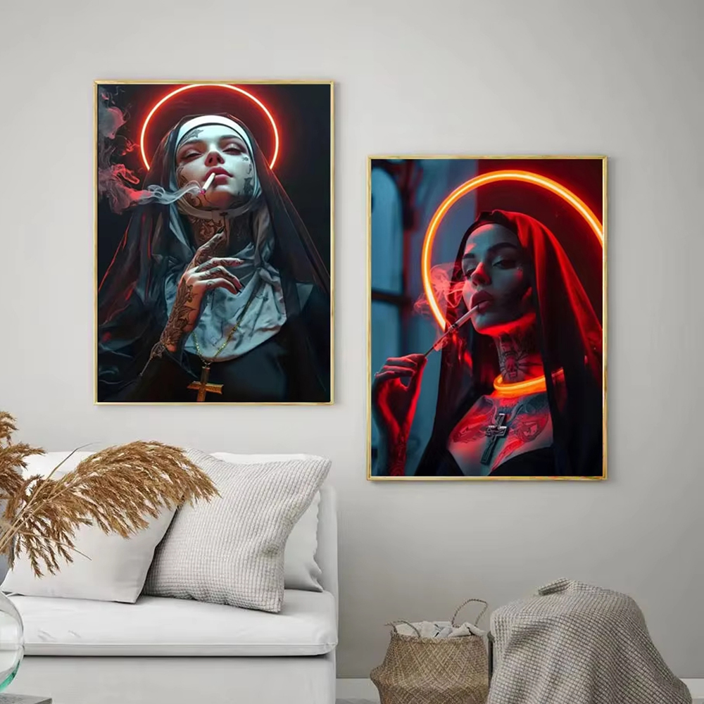 Fashion Girl Tattoo Nun Canvas - огляд і ціна Vintage Fashion Illustration