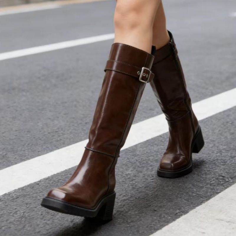 British Style Brown Knee Boots - огляд і ціна Vintage Style Women Fashion