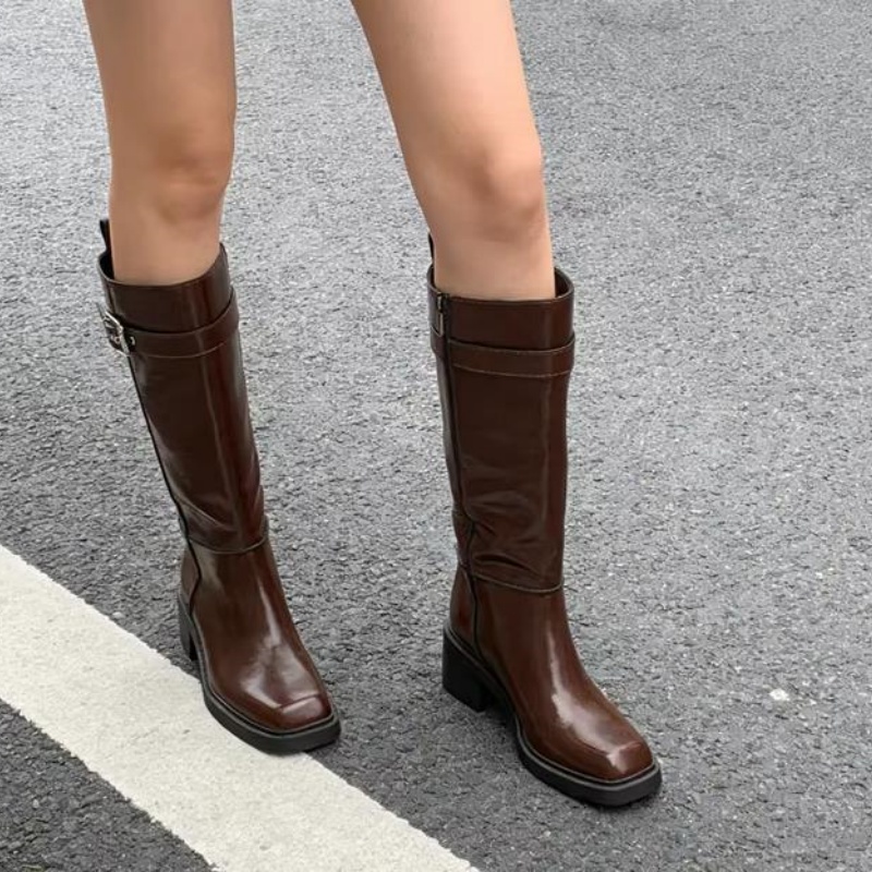 British Style Brown Knee Boots - огляд і ціна Vintage Style Women Fashion