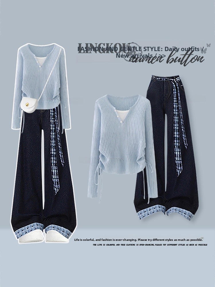 Korean Style High Waist Knitte - огляд і ціна Vintage Fashion Jeans