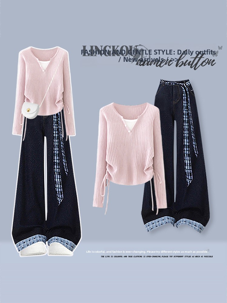 Korean Style High Waist Knitte - огляд і ціна Vintage Fashion Jeans