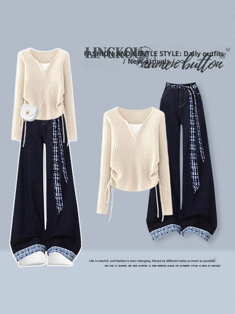 Korean Style High Waist Knitte - огляд і ціна Vintage Fashion Jeans