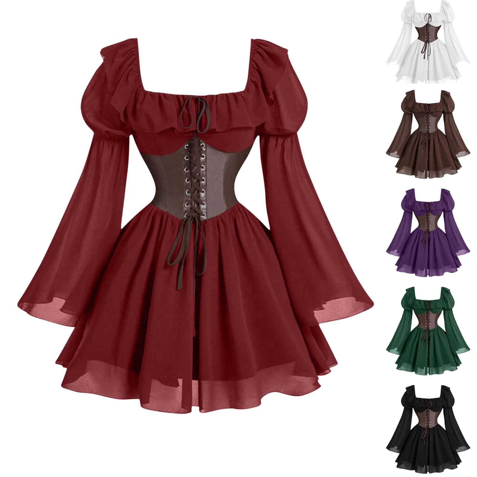 Renaissance Medieval Long Slee - огляд і ціна Vintage Fashion Women Dresses