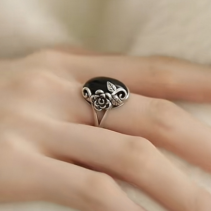 Thai Silver Black Rose Ring Wo - огляд і ціна Vintage Fashion Rings For Women