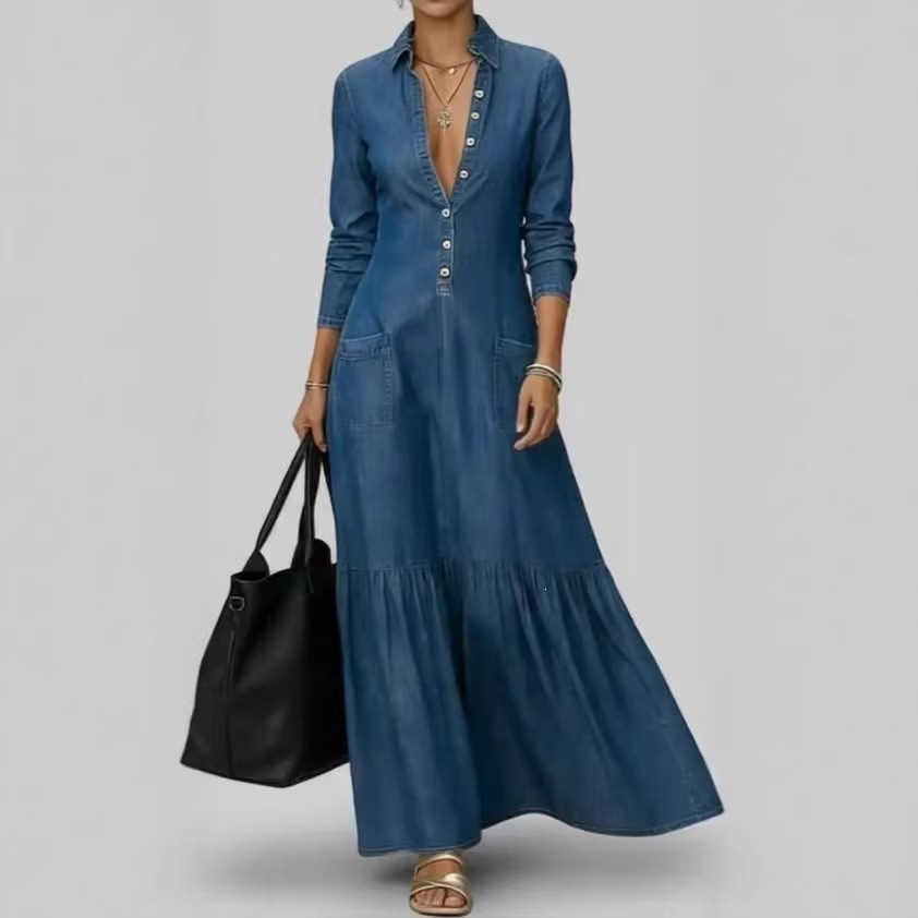 New Fashion Long Sleeve Turn-d - огляд і ціна Vintage Fashion Women Dresses